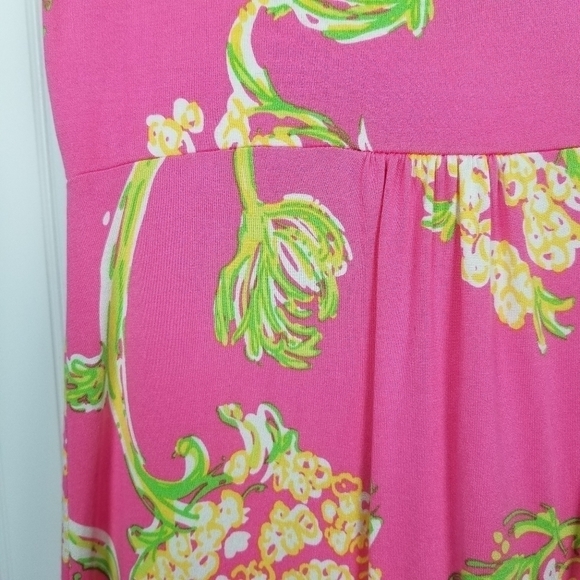 Lilly Pulitzer Ruffle Dress Floral Silk Blend Midi Flutter Sleeve Stretch V neck - Picture 6 of 10